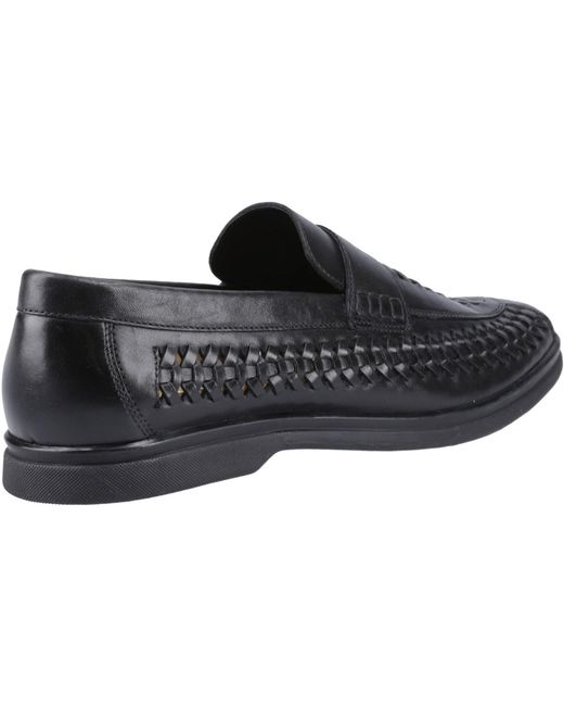 Hush Puppies Black Bowie Leather Loafers for men