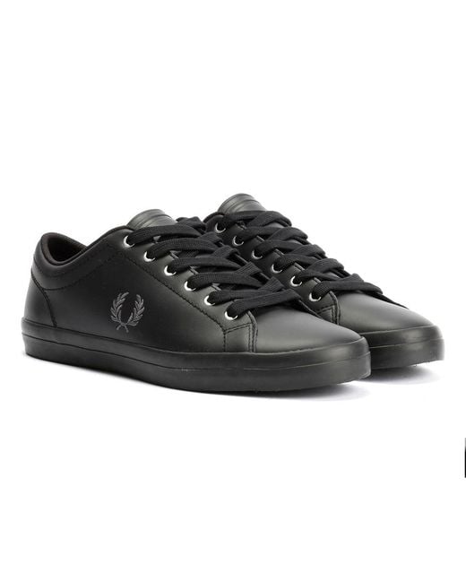 Fred Perry Black Baseline Leather Trainers for men