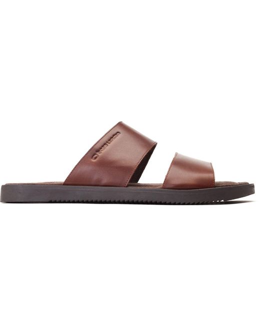 Base London Brown Maven Leather Burnt Sandals for men