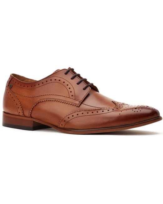 Base London Brown Barbera Leather Standard Brogues Shoes for men