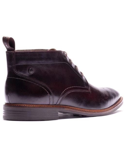 Base London Purple Belgrave Leather Washed Ankle Boots for men