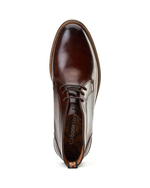 Base London Brown Lincoln Leather Burnt Ankle Boots