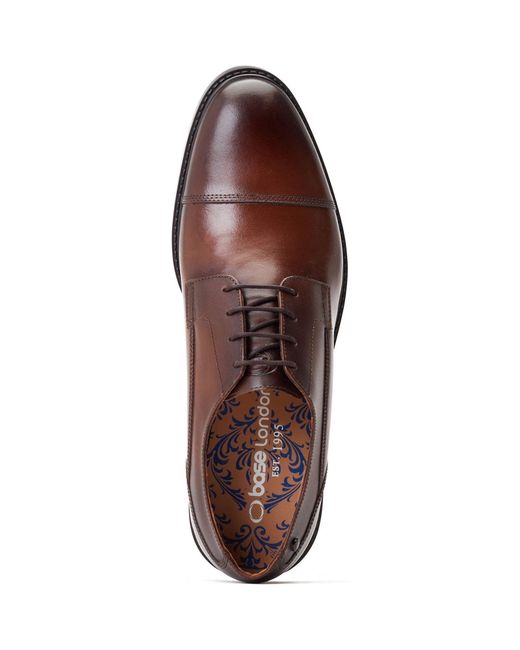 Base London Brown Magnus Leather Burnt Oxford Shoes for men