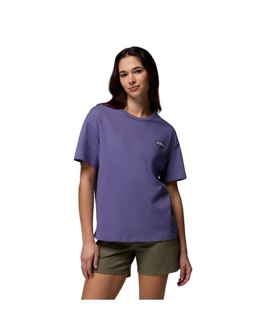 Columbia Purple Csc Heavyweight Graphic Tee Cotton T-Shirt