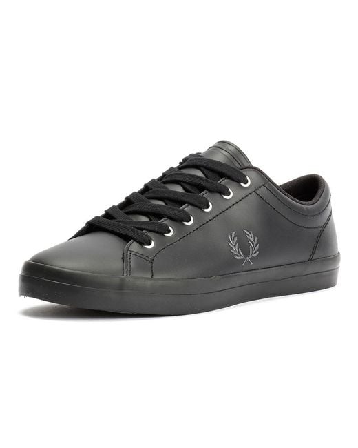Fred Perry Black Baseline Leather Trainers for men