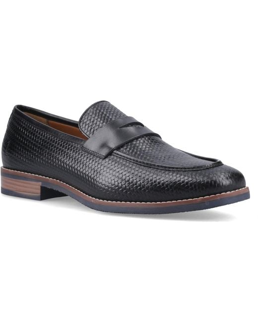 Hush Puppies Black Mitchell Leather Loafers for men