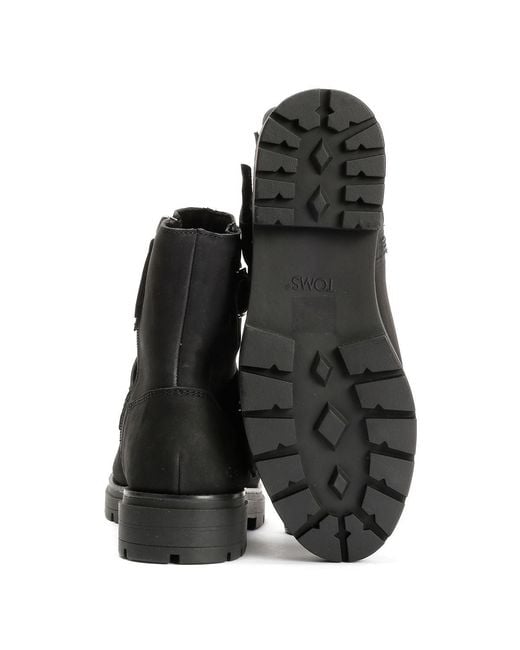 TOMS Black Ionie Moto Nubuck Leather Boots