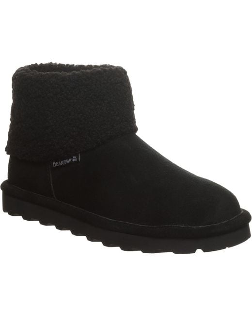 BEARPAW Black Jessa Suede Winter Ankle Boots