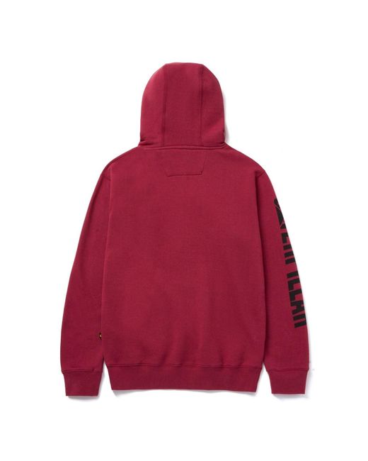 Caterpillar Red Trademark Banner Cotton Hooded Sweatshirt for men