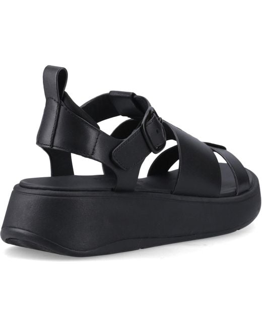 Fitflop Black F-Mode Fisherman Leather Narrow Fit Sandals