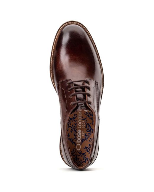 Base London Brown Durham Leather Burnt Lace-Up Shoes for men
