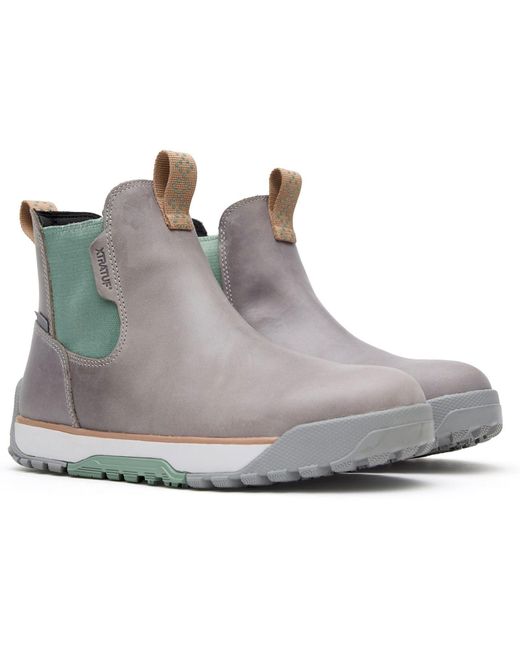 XtraTuf Gray Ankle Deck Leather Leather /Iceberg Wellington Boots