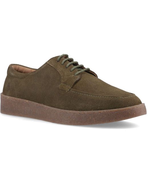 Hush Puppies Brown Rafael Suede Khaki Lace-Up Shoes for men