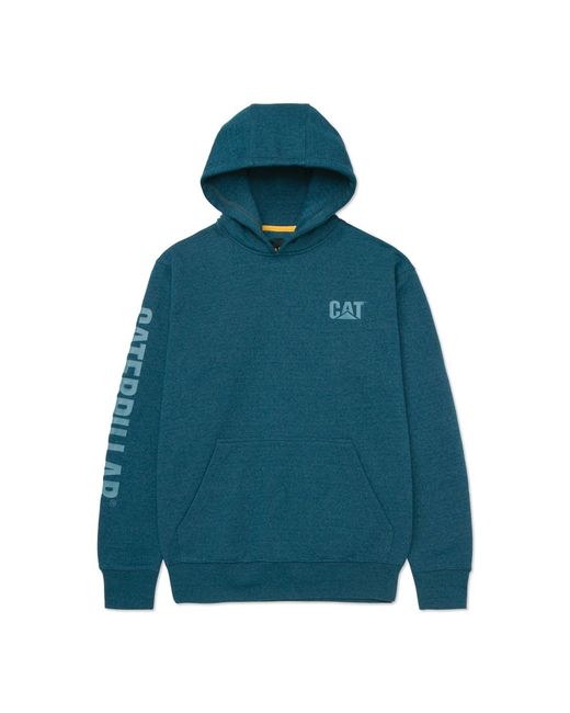 Caterpillar Blue Trademark Banner Cotton Hooded Sweatshirt for men