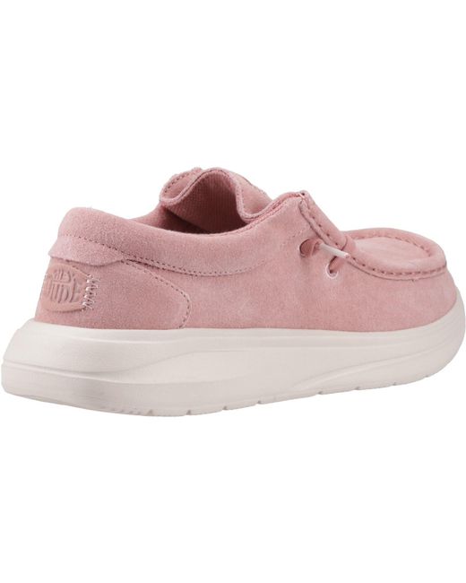 HeyDude Pink Wendy Comf Suede Leather /Whisper Moccasins Shoes