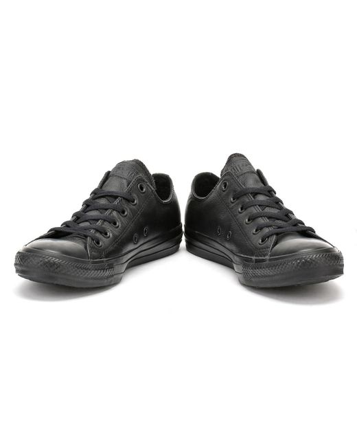 converse all star ox black leather trainers