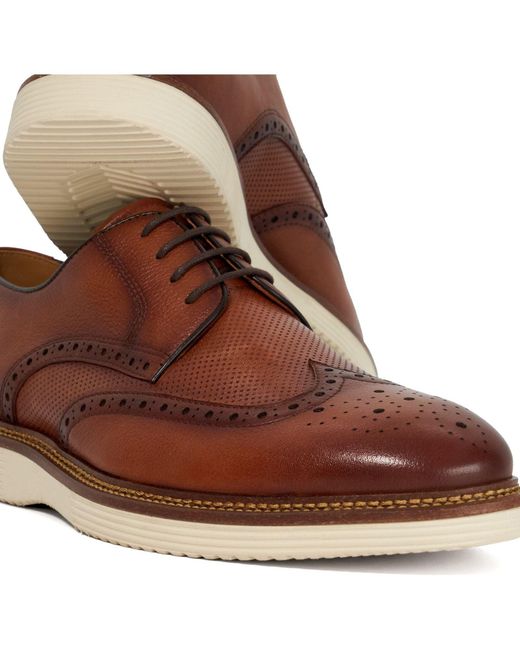 Dune Brown Benidictus Nubuck Brogues Shoes for men