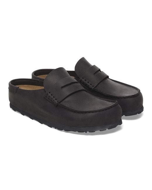 Birkenstock Black Naples Leather Regular Clogs