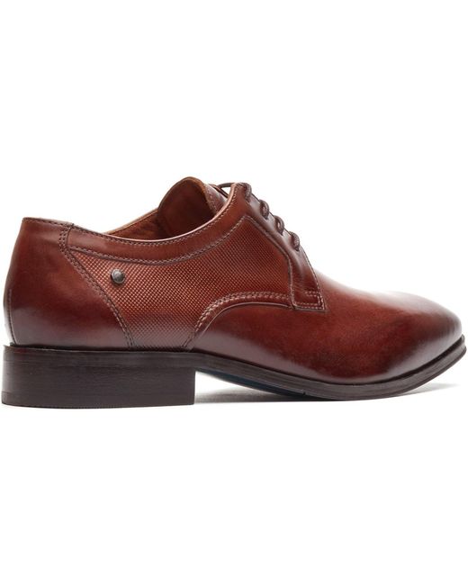 Base London Brown Dome Lace Up Leather Burnt Lace-Up Shoes for men