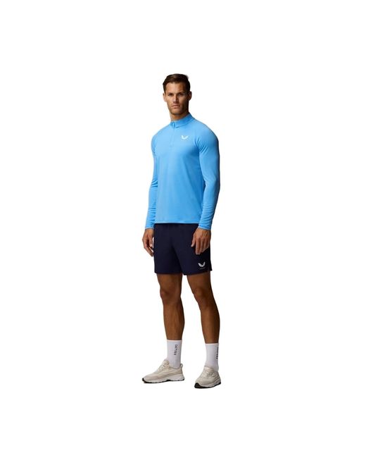Castore Blue Adapt Training 1/4 Zip Top Polyester Activewear T-Shirts for men