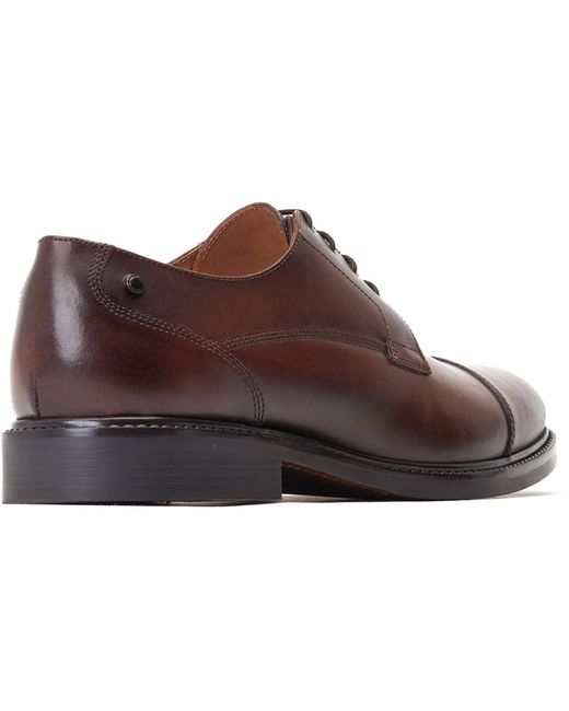 Base London Brown Magnus Leather Burnt Oxford Shoes for men