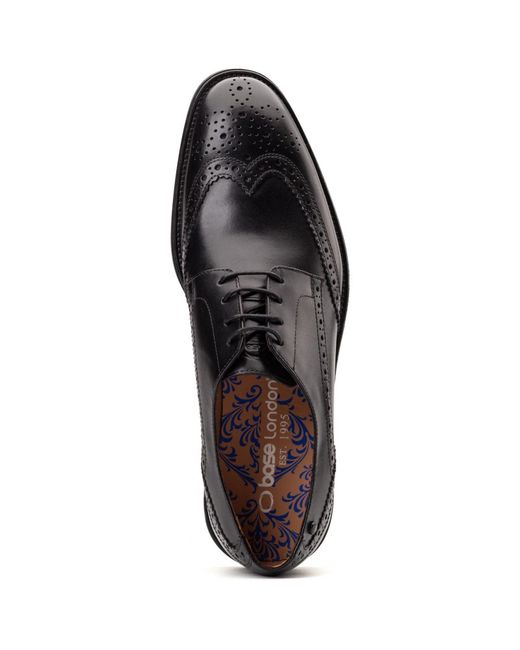 Base London Black Pocket Leather Brogues Shoes for men