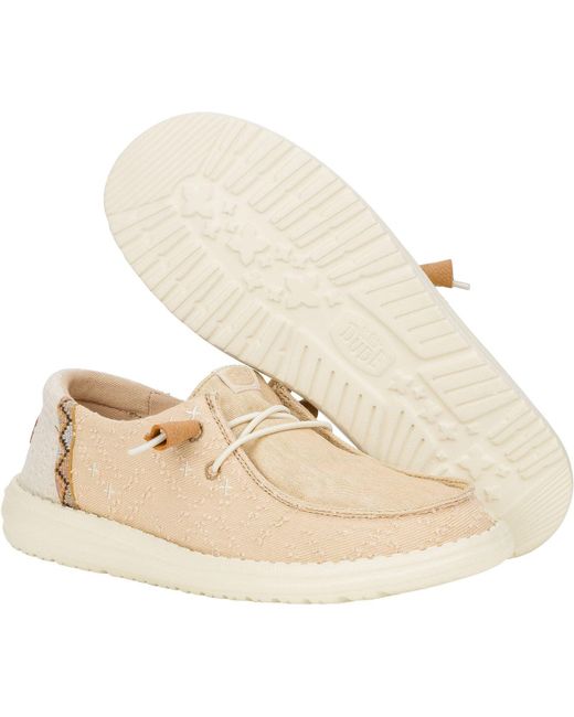 HeyDude Natural Wendy Crafted Boho Cotton Shoes