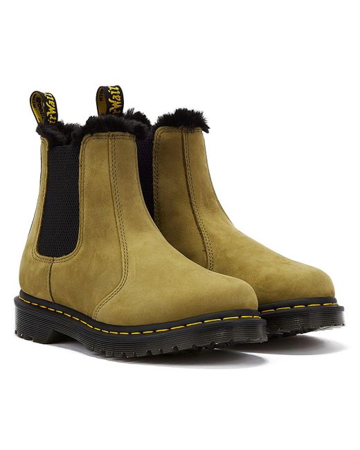 Dr. Martens Brown 2976 Leonore Buffbuck Fur Olive Women's Boots