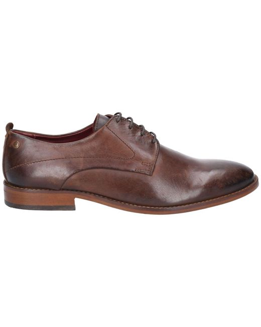 Base London Brown Script Washed Leather Oxford Shoes for men