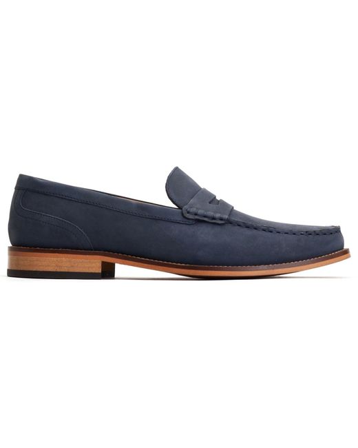 Base London Blue Garfield Leather Loafers for men