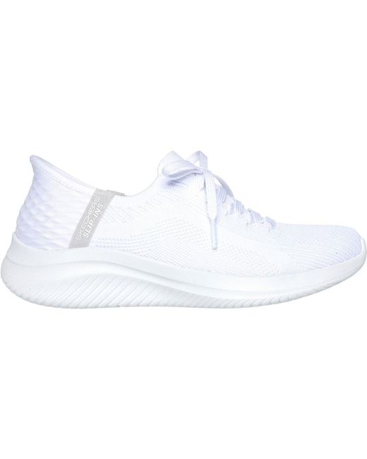 Skechers White Ultra Flex 3.0 Brilliant Path Textile Trainers