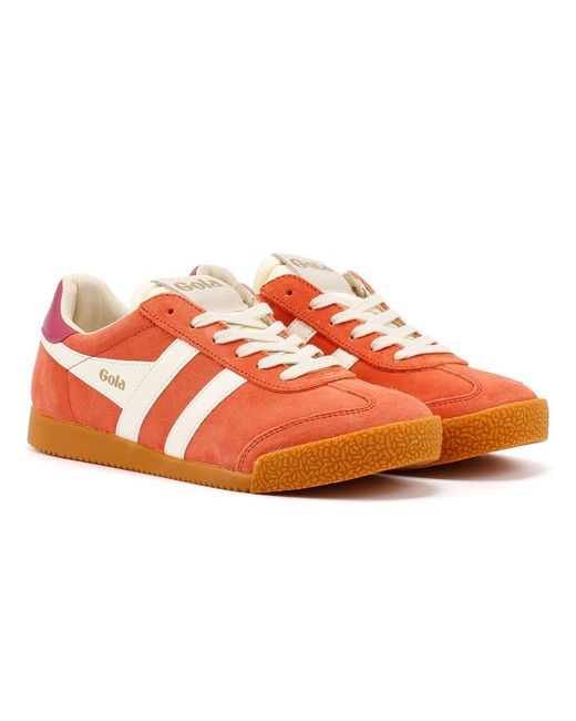 Gola Orange Elan Suede Hot Coral/Off/ Fuchsia Trainers