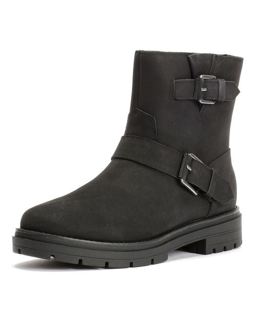 TOMS Black Ionie Moto Nubuck Leather Boots