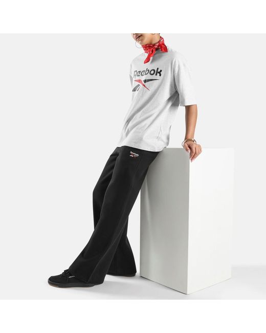 Reebok Black Id 2-Col Logo Wide Leg Pants Cotton Sweatpants
