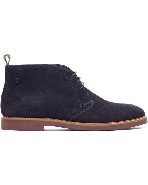 Base London Blue Carlton Chukka Leather Boots for men