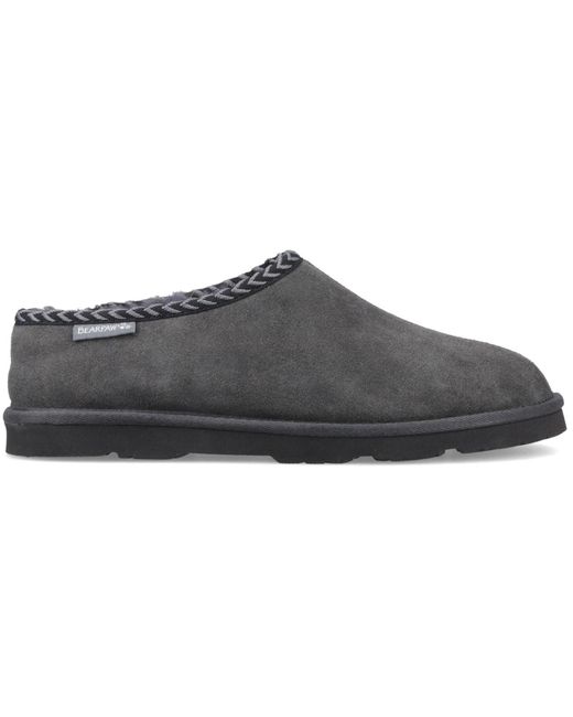 BEARPAW Gray Beau Suede Dark Slippers for men
