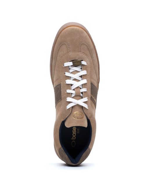 Base London Brown Banksy Leather Sand Trainers for men