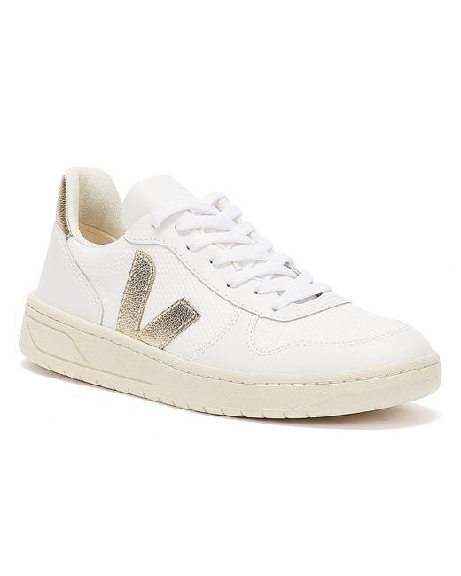 veja white and gold trainers