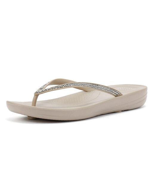 Fitflop Natural Iqushion Ombre Sparkle Taupe/Pewter Flip Flops
