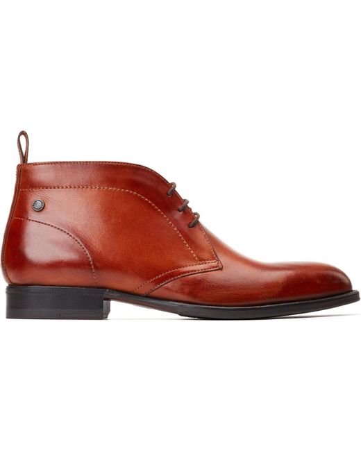 Base London Brown Wallis Leather Burnt Ankle Boots for men