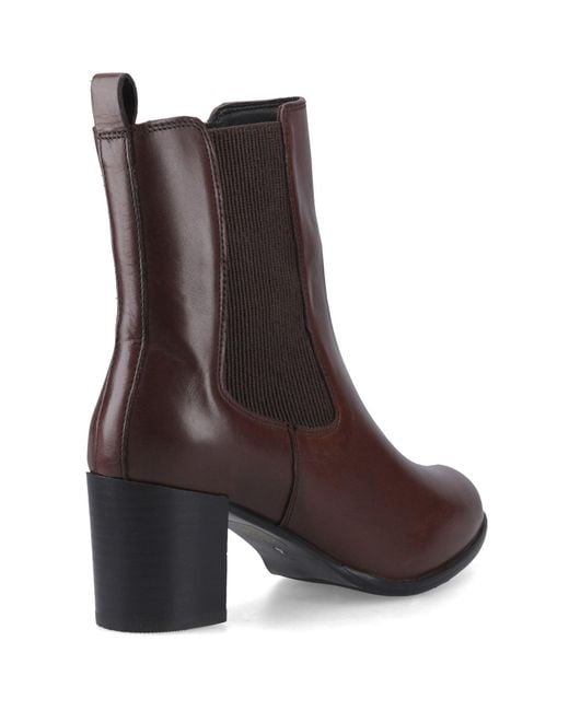 Hush Puppies Brown Camellia Heeled Leather Heeled Ankle Boots