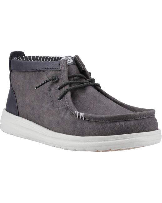 HeyDude Gray Wally Mid Gripr Cotton Oyster/ Ankle Boots for men