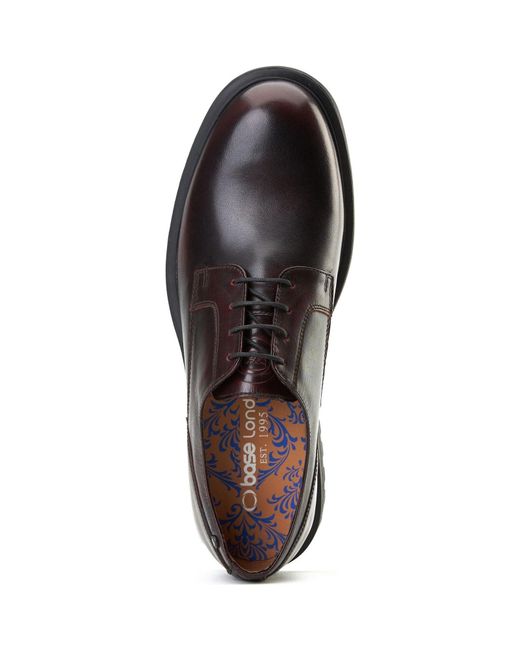 Base London Black Locke Leather Bordo Lace-Up Shoes for men