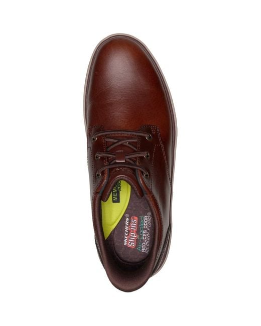 Skechers Brown Burkett Lonzo Leather Leather Lace-Up Shoes for men