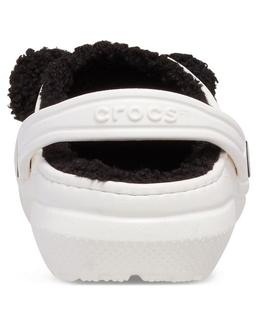 CROCSTM White Classic Lined Fun Lab Synthetic Panda Clogs