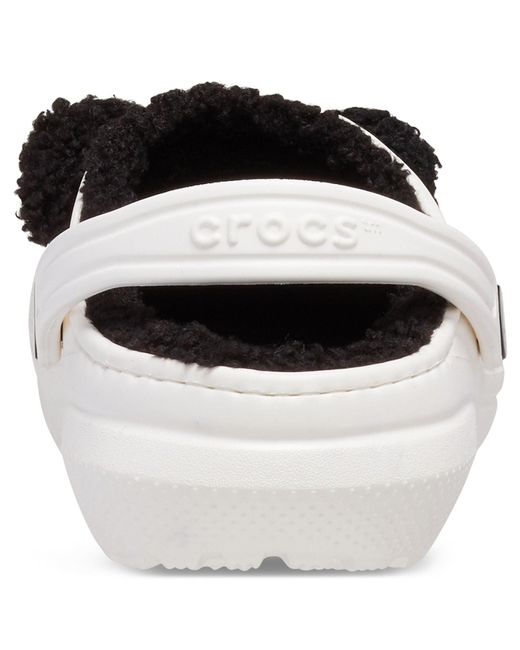 CROCSTM White Classic Lined Fun Lab Synthetic Panda Clogs