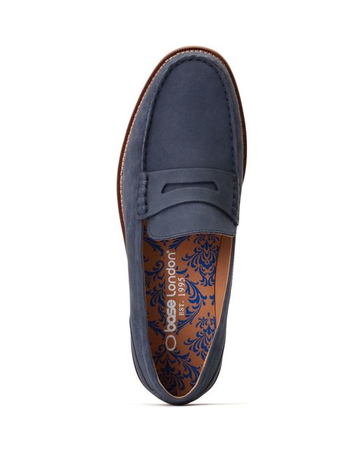 Base London Blue Garfield Leather Loafers for men