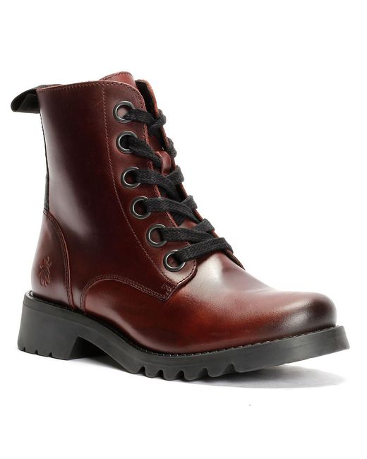 Fly London Black Ragi Leather Wine Boots