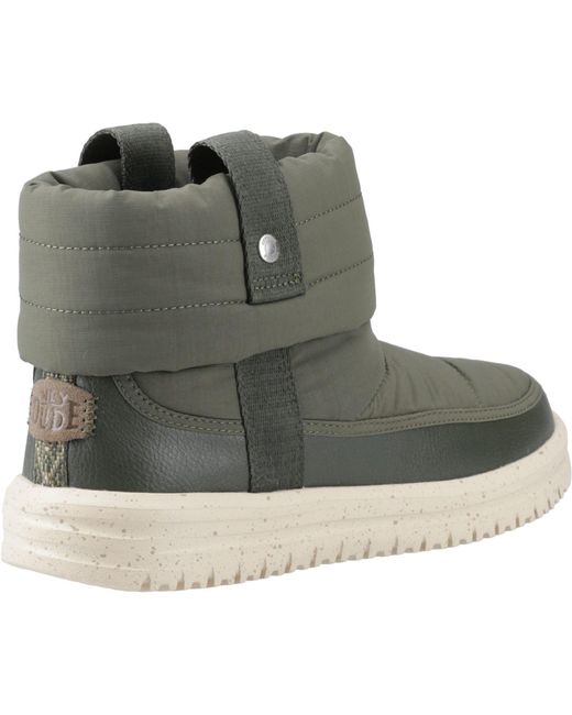 HeyDude Green Camden Cuff Nylon Quilt Nylon Winter Ankle Boots