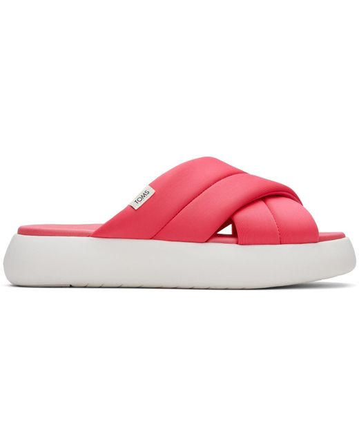 TOMS Pink Alpargata Mallow Crossover Polyester Blend Slides
